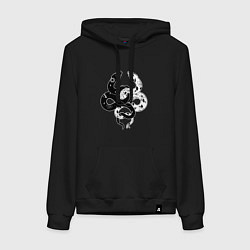 Толстовка-худи хлопковая женская Змеи инь и янь - черное белое, цвет: черный