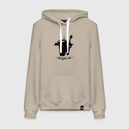 Женская толстовка-худи Black dragon cat / Миндальный – фото 1