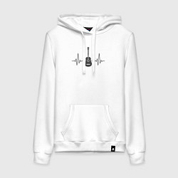 Толстовка-худи хлопковая женская Гитарный пульс, цвет: белый