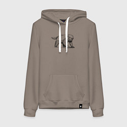 Толстовка-худи хлопковая женская Медоед недоволен, цвет: утренний латте