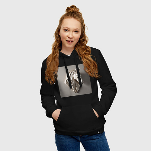 Женская толстовка-худи Бумажная голова коня / Черный – фото 3