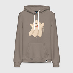 Толстовка-худи хлопковая женская Привидение смешное, цвет: утренний латте