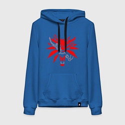 Толстовка-худи хлопковая женская Logo: The Witcher Cyberpunk 2077, цвет: синий