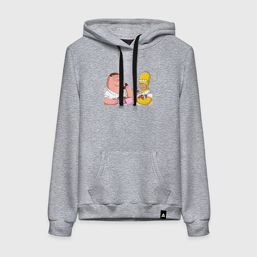 Женская толстовка-худи Питер и Гомер едят пончики / Меланж – фото 1