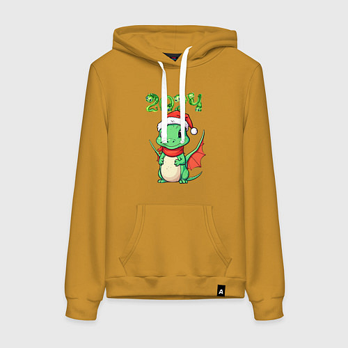 Женская толстовка-худи Милый дракончик 2024 / Горчичный – фото 1