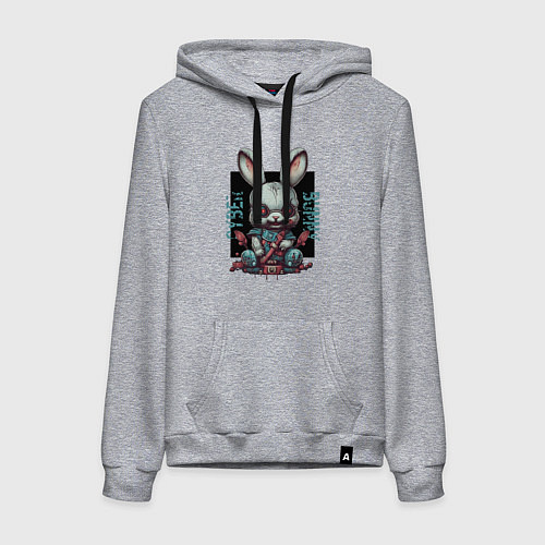 Женская толстовка-худи Киберпанк зайчик / Меланж – фото 1