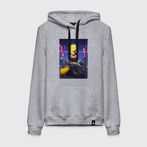 Женская толстовка-худи Cyber Homer Simpson - ai art / Меланж – фото 1