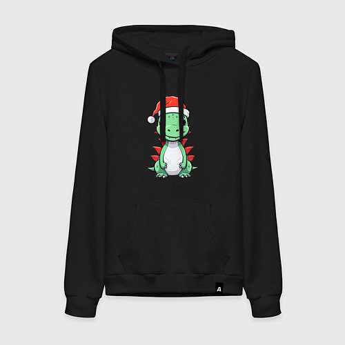 Женская толстовка-худи Маленький дракон-хранитель зимы / Черный – фото 1