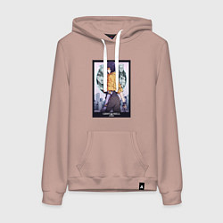 Толстовка-худи хлопковая женская Ghost in the shell - Kusanagi, цвет: пыльно-розовый