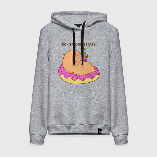 Женская толстовка-худи Капибара dont worry be capy / Меланж – фото 1