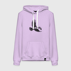 Толстовка-худи хлопковая женская Тукан в полёте, цвет: лаванда