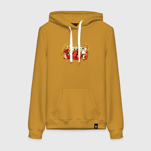 Женская толстовка-худи Дракон и Ко / Горчичный – фото 1