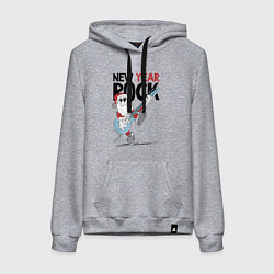 Толстовка-худи хлопковая женская New year - rock, цвет: меланж