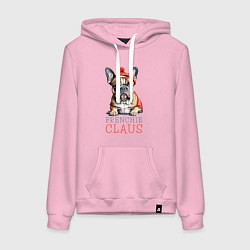 Женская толстовка-худи Французский новогодний бульдог