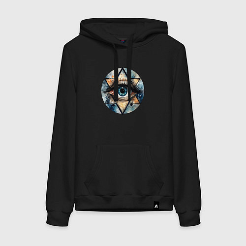 Женская толстовка-худи Акварельный глаз / Черный – фото 1