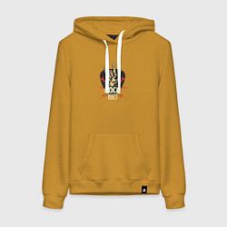 Толстовка-худи хлопковая женская Правила рока, цвет: горчичный