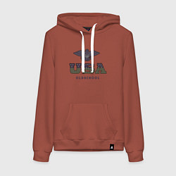 Толстовка-худи хлопковая женская USA Oldschool, цвет: кирпичный