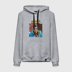 Толстовка-худи хлопковая женская Не пью - портрет Марата слово пацана, цвет: меланж