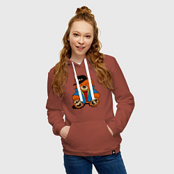 Толстовка-худи хлопковая женская Мишка Марат в куртке, цвет: кирпичный — фото 2
