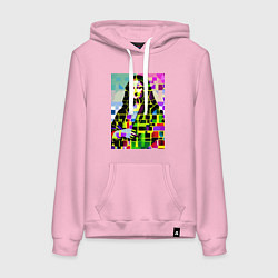 Толстовка-худи хлопковая женская Mona Lisa - mosaic pop art, цвет: светло-розовый