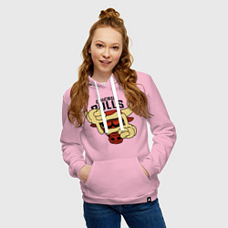 Толстовка-худи хлопковая женская Bulls logo with hands, цвет: светло-розовый — фото 2