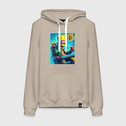 Толстовка-худи хлопковая женская Барт Симпсон владелец биткоина, цвет: миндальный