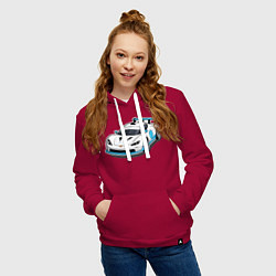 Толстовка-худи хлопковая женская Спортивная машинка, цвет: маджента — фото 2