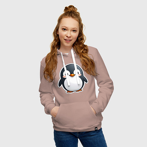 Женская толстовка-худи Пингвин цыпленок / Пыльно-розовый – фото 3