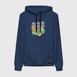 Толстовка-худи хлопковая женская System of a Down мульт, цвет: тёмно-синий