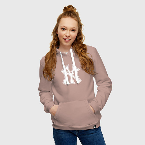 Женская толстовка-худи New York yankees - baseball logo / Пыльно-розовый – фото 3