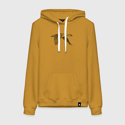 Толстовка-худи хлопковая женская Гусь в полёте, цвет: горчичный