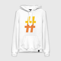 Толстовка-худи хлопковая женская Хештег сердце, цвет: белый