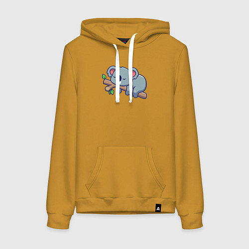 Женская толстовка-худи Коала на ветке / Горчичный – фото 1