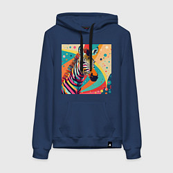 Толстовка-худи хлопковая женская Неправильная зебра, цвет: тёмно-синий