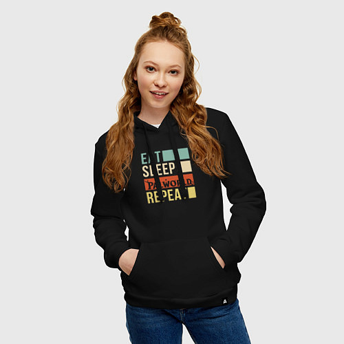 Женская толстовка-худи Eat sleep Palworld rpeat / Черный – фото 3