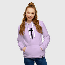 Толстовка-худи хлопковая женская Крест простой графика, цвет: лаванда — фото 2