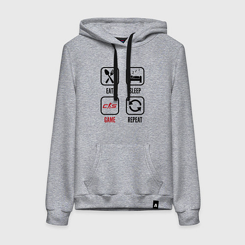 Женская толстовка-худи Eat - sleep - Counter-Strike 2 - repeat / Меланж – фото 1