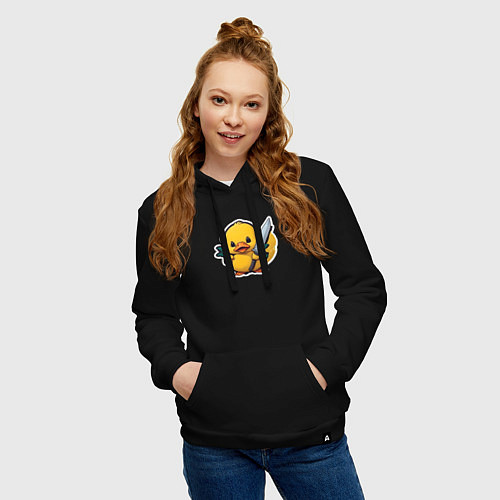 Женская толстовка-худи Боевой утенок / Черный – фото 3