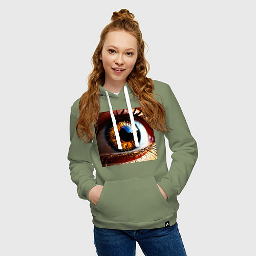 Женская толстовка-худи Золотой карий глаз в стиле стимпанк / Авокадо – фото 3