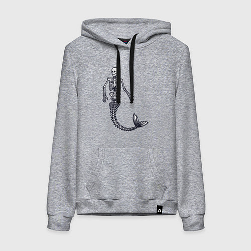 Женская толстовка-худи Скелет русалки / Меланж – фото 1