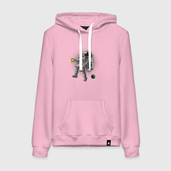 Толстовка-худи хлопковая женская Космонавт пиво, цвет: светло-розовый