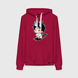 Толстовка-худи хлопковая женская Синий экзорцист - Чиби Рин, цвет: маджента