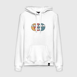 Толстовка-худи хлопковая женская Chicken gun круги, цвет: белый
