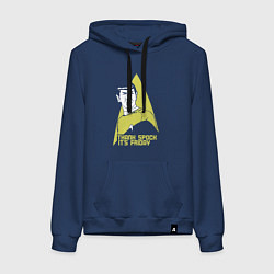 Толстовка-худи хлопковая женская Спасибо Спок сегодня пятница, цвет: тёмно-синий