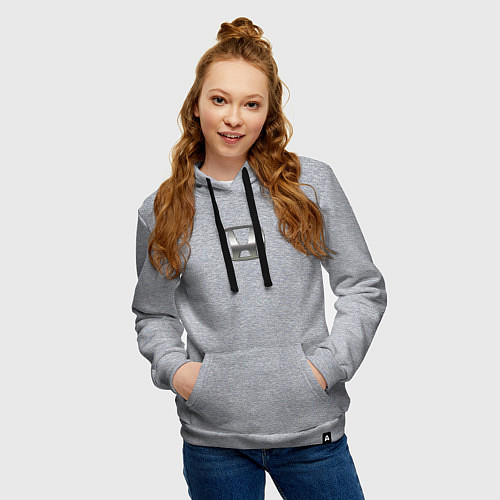 Женская толстовка-худи Honda logo auto grey / Меланж – фото 3