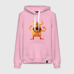 Толстовка-худи хлопковая женская Милый монстр, цвет: светло-розовый