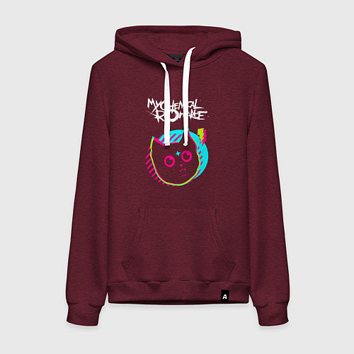 Женская толстовка-худи My Chemical Romance rock star cat / Меланж-бордовый – фото 1