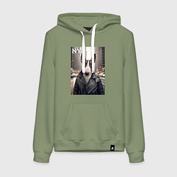 Толстовка-худи хлопковая женская A tough bully from New York, цвет: авокадо
