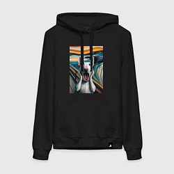 Толстовка-худи хлопковая женская Булли в картине крик - нейросеть, цвет: черный