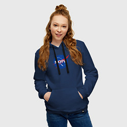 Толстовка-худи хлопковая женская Nope NASA, цвет: тёмно-синий — фото 2
